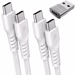 USB C to USB C Charger Cable 60W (1M+2M+Adapter) 60W STRONG Cable Fast Charging Data Lead iPhone 15, iPad Pro 2022, MacBook P ...