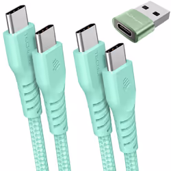 USB C to USB C Charger Cable 60W (1M+2M+Adapter) 60W STRONG Cable Fast Charging Data Lead iPhone 15, iPad Pro 2022, MacBook P ...