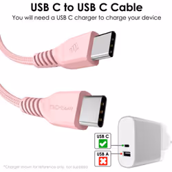 USB C to USB C Charger Cable 60W STRONG Fast Charging Type C Data Lead for iPhone 15, iPad Pro 12.9, MacBook Pro, Samsung S24/S22/A04s, Pixel 8 [30CM]