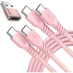 USB C to USB C Charger Cable 60W (1M+1M+Adapter) STRONG Cable Fast Charging Data Lead iPhone 15, iPad Pro 12.9 2022, MacBook Pro, Samsung S24/A15/A25