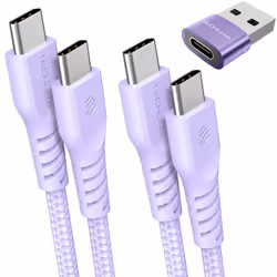 USB C to USB C Charger Cable 60W (1M+2M+Adapter) 60W STRONG Cable Fast Charging Data Lead iPhone 15, iPad Pro 2022, MacBook P ...