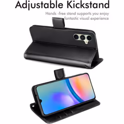 [Leather Wallet Case] Protective Cover with Cash & Card Holder, Stand and Wrist Strap For Samsung Galaxy A05s