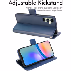 [Leather Wallet Case] Protective Cover with Cash & Card Holder, Stand and Wrist Strap For Samsung Galaxy A05s