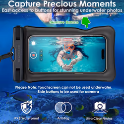 IPX8 Floating Waterproof Phone Case for Swimming, Waterproof Phone Bag with Lanyard for iPhone 15 14 13 12 Samsung S24 S23+ A54 and More Upto 7" Phone