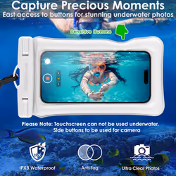 IPX8 Floating Waterproof Phone Case for Swimming, Waterproof Phone Bag with Lanyard for iPhone 15 14 13 12 Samsung S24 S23+ A54 and More Upto 7" Phone