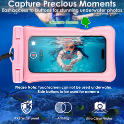 [2 Pack] IPX8 Floating Waterproof Phone Case for Swimming, Waterproof Bag with Lanyard for iPhone 15 14 13 12 Samsung S24 S23+ and More Upto 7" Phone
