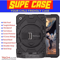 [SUPE Case] Tough Shockproof Fun Case with 360 Rotating Stand, Hand & Shoulder Strap for Samsung Galaxy Tab A9 Plus 11" (SM-X210 / SM-X215)