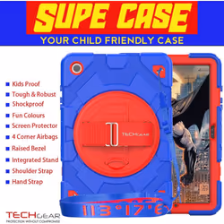 [SUPE Case] Tough Shockproof Fun Case with 360 Rotating Stand, Hand & Shoulder Strap for Samsung Galaxy Tab A9 Plus 11" (SM-X210 / SM-X215)