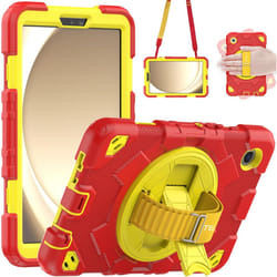 [SUPE Case] Tough Shockproof Fun Case with 360 Rotating Stand, Hand & Shoulder Strap for Samsung Galaxy Tab A9 8.7" (SM-X110 / SM-X115)