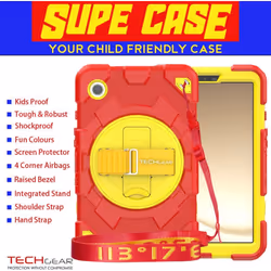 [SUPE Case] Tough Shockproof Fun Case with 360 Rotating Stand, Hand & Shoulder Strap for Samsung Galaxy Tab A9 8.7" (SM-X110 / SM-X115)