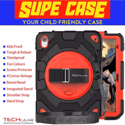 [SUPE Case] Tough Shockproof Fun Case with 360 Rotating Stand, Hand & Shoulder Strap for Apple iPad 10 10.9" 2022 10th Generation