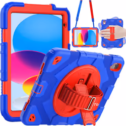 [SUPE Case] Tough Shockproof Fun Case with 360 Rotating Stand, Hand & Shoulder Strap for Apple iPad 10 10.9" 2022 10th Genera ...