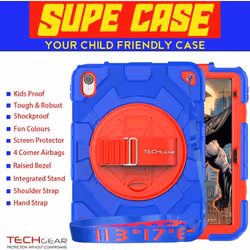 [SUPE Case] Tough Shockproof Fun Case with 360 Rotating Stand, Hand & Shoulder Strap for Apple iPad 10 10.9" 2022 10th Generation