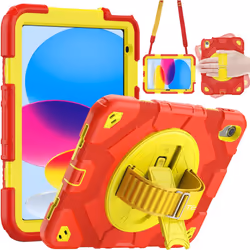 [SUPE Case] Tough Shockproof Fun Case with 360 Rotating Stand, Hand & Shoulder Strap for Apple iPad 10 10.9" 2022 10th Genera ...