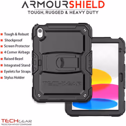 [ArmourSHIELD Case] Full Body Tough Rugged Case with Folding Stand & Screen Protector For Apple iPad 10 2022 / iPad 10th Generation 10.9"