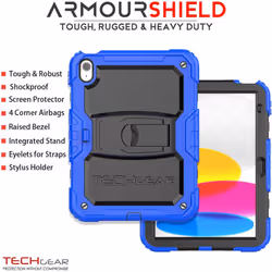 [ArmourSHIELD Case] Full Body Tough Rugged Case with Folding Stand & Screen Protector For Apple iPad 10 2022 / iPad 10th Generation 10.9"