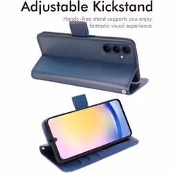 [Leather Wallet Case] Protective Cover with Cash & Card Holder, Stand and Wrist Strap For Samsung Galaxy A25 5G