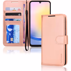 [Leather Wallet Case] Protective Cover with Cash & Card Holder, Stand and Wrist Strap For Samsung Galaxy A25 5G