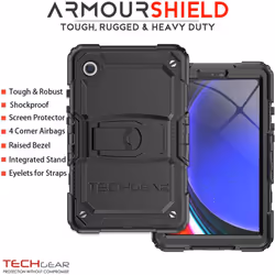 [ArmourSHIELD Case] Full Body Tough Rugged Case with Folding Stand & Screen Protector For Samsung Galaxy Tab A9 8.7" (SM-X110 / SM-X115)