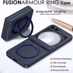 [Fusion Armour Ring] Samsung Galaxy Z Flip5 Premium Hybrid Tough Rugged Magnetic 360 Rotating Holder Kickstand Case [Wireless Charging]
