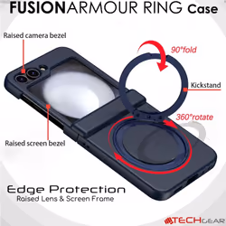 [Fusion Armour Ring] Samsung Galaxy Z Flip5 Premium Hybrid Tough Rugged Magnetic 360 Rotating Holder Kickstand Case [Wireless Charging]