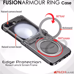 [Fusion Armour Ring] Samsung Galaxy Z Flip5 Premium Hybrid Tough Rugged Magnetic 360 Rotating Holder Kickstand Case [Wireless Charging]