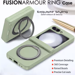 [Fusion Armour Ring] Samsung Galaxy Z Flip5 Premium Hybrid Tough Rugged Magnetic 360 Rotating Holder Kickstand Case [Wireless Charging]