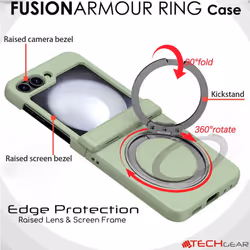 [Fusion Armour Ring] Samsung Galaxy Z Flip5 Premium Hybrid Tough Rugged Magnetic 360 Rotating Holder Kickstand Case [Wireless Charging]