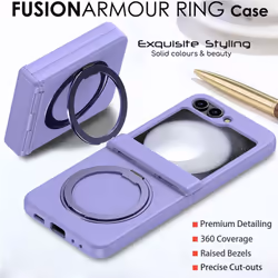 [Fusion Armour Ring] Samsung Galaxy Z Flip5 Premium Hybrid Tough Rugged Magnetic 360 Rotating Holder Kickstand Case [Wireless Charging]