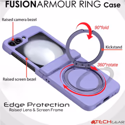 [Fusion Armour Ring] Samsung Galaxy Z Flip5 Premium Hybrid Tough Rugged Magnetic 360 Rotating Holder Kickstand Case [Wireless Charging]