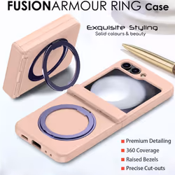 [Fusion Armour Ring] Samsung Galaxy Z Flip5 Premium Hybrid Tough Rugged Magnetic 360 Rotating Holder Kickstand Case [Wireless Charging]
