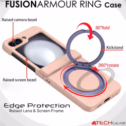 [Fusion Armour Ring] Samsung Galaxy Z Flip5 Premium Hybrid Tough Rugged Magnetic 360 Rotating Holder Kickstand Case [Wireless Charging]