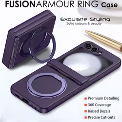 [Fusion Armour Ring] Samsung Galaxy Z Flip5 Premium Hybrid Tough Rugged Magnetic 360 Rotating Holder Kickstand Case [Wireless Charging]