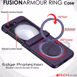 [Fusion Armour Ring] Samsung Galaxy Z Flip5 Premium Hybrid Tough Rugged Magnetic 360 Rotating Holder Kickstand Case [Wireless Charging]