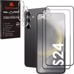 TECHGEAR 2 + 2 Screen Protectors for Samsung Galaxy S24 5G with Camera Lens, FULL Tempered Glass Screen & Lens Cover Protecto ...