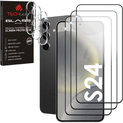 TECHGEAR 3 + 3 Screen Protectors for Samsung Galaxy S24 5G with Camera Lens, FULL Tempered Glass Screen & Lens Cover Protectors, 9H, Bubble Free