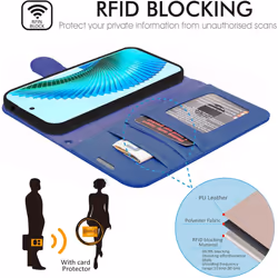 [Leather Wallet Case] Protective Cover with Cash & Card Holder, Stand and Wrist Strap [RFID BLOCKING] For Honor Magic 6 Lite 5G