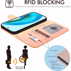 [Leather Wallet Case] Protective Cover with Cash & Card Holder, Stand and Wrist Strap [RFID BLOCKING] For Honor Magic 6 Lite 5G