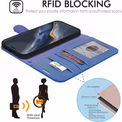 [Leather Wallet Case] Protective Cover with Cash & Card Holder, Stand and Wrist Strap [RFID BLOCKING] For Honor Magic 6 Pro 5G