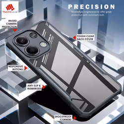 [Fusion Armour Case] Premium Hybrid Tough Heavy Duty, Clear Back, Bumper Case for  Xiaomi Redmi Note 13 5G