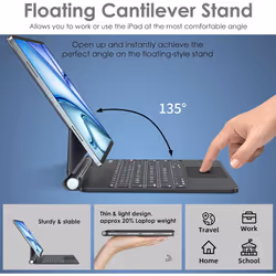 Magic Keyboard for Apple iPad Air 11" 2025 /2024, Magnetic Floating Stand with Trackpad and Backlight for iPad Air 7th/6th/5th/4th Generation