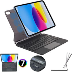 Magic Keyboard for Apple iPad 11 2025 & iPad 10 2022 (11th / 10th Generation), Magnetic Floating Case with Trackpad, 7 Color Backlight, UK QWERTY