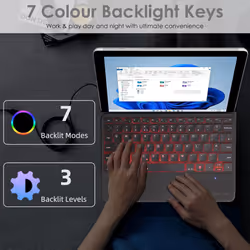 Microsoft Surface Pro 11/10 / 9/8 / X Signature Keyboard, Slim QWERTY Wireless Bluetooth Keyboard Cover, 7 Color Backlight, Precision Touchpad