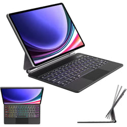 Magic Keyboard for Samsung Galaxy Tab S9 FE Plus 12.4", Magnetic Floating Stand, Precision Multi-Touch Trackpad, Backlight, UK Layout & S Pen Holder