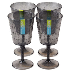 Reusable Plastic Summer Party Design Wine Stem Glasses - Grey Glitter (Set of 4)