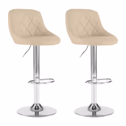 Set of Two Madrid Faux Leather Chrome Barstools - CREAM