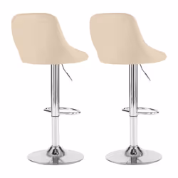 Set of Two Madrid Faux Leather Chrome Barstools - CREAM