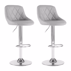 Set of Two Madrid Faux Leather Chrome Barstools - GREY