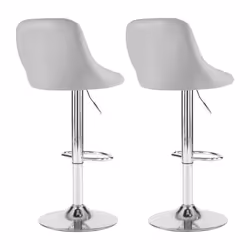 Set of Two Madrid Faux Leather Chrome Barstools - GREY