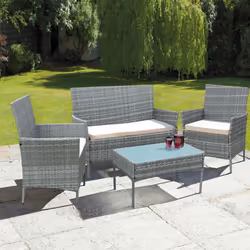 Neo Grey 4 Piece Rattan Outdoor Garden Sofa Set